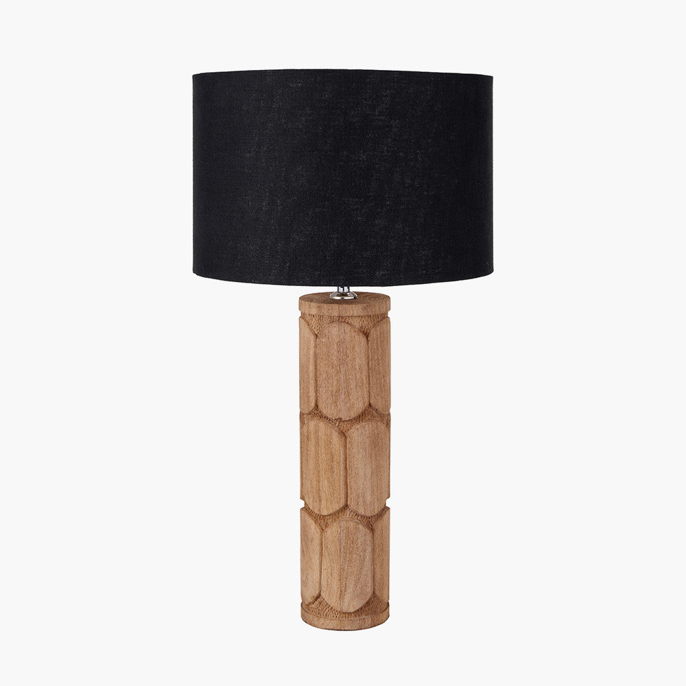 Aurelia Embossed Natural Wood Tall Table Lamp - Base Only